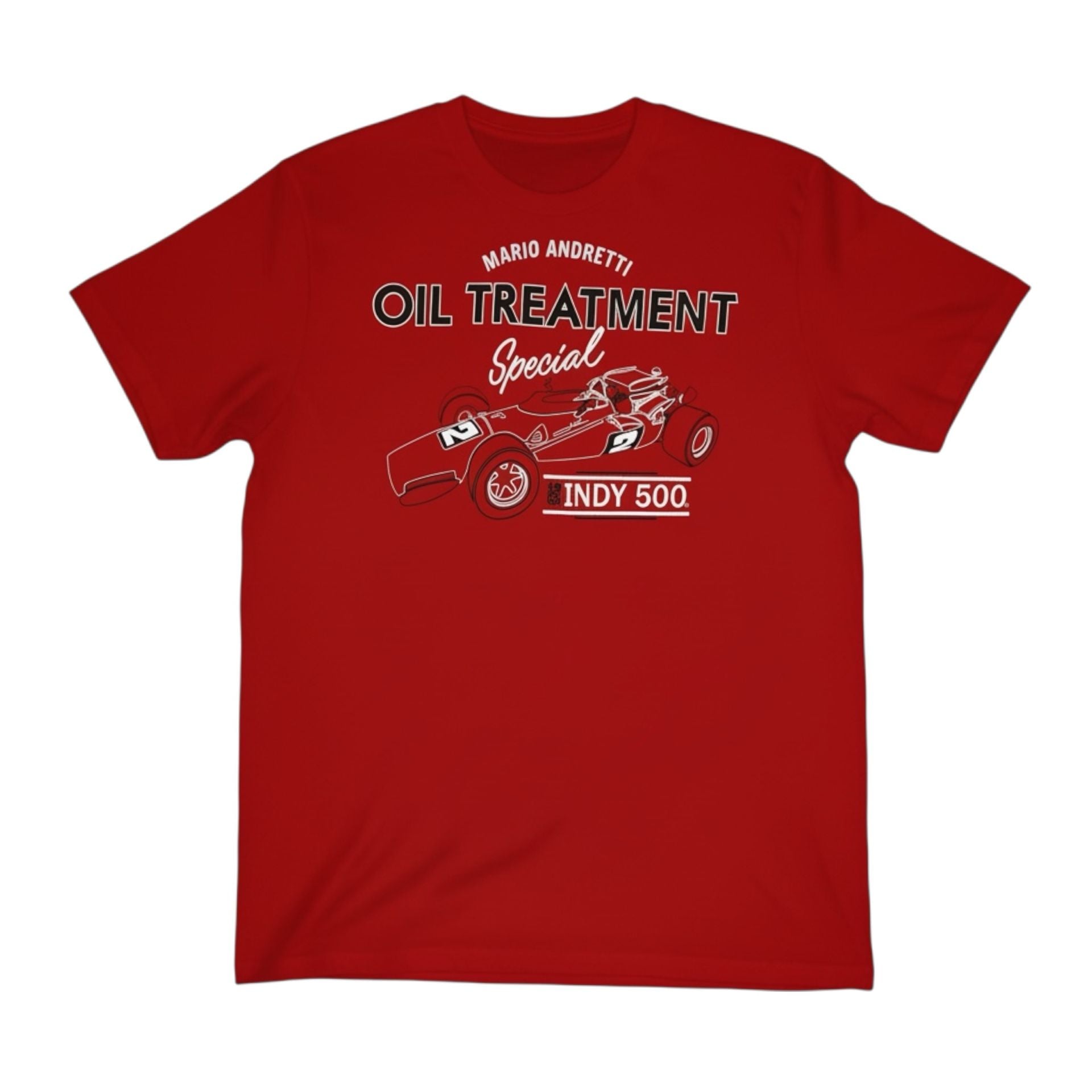 Mario Andretti Indy 500 Oil Treatment T-Shirt Red IZOD Racing Mens XL 2