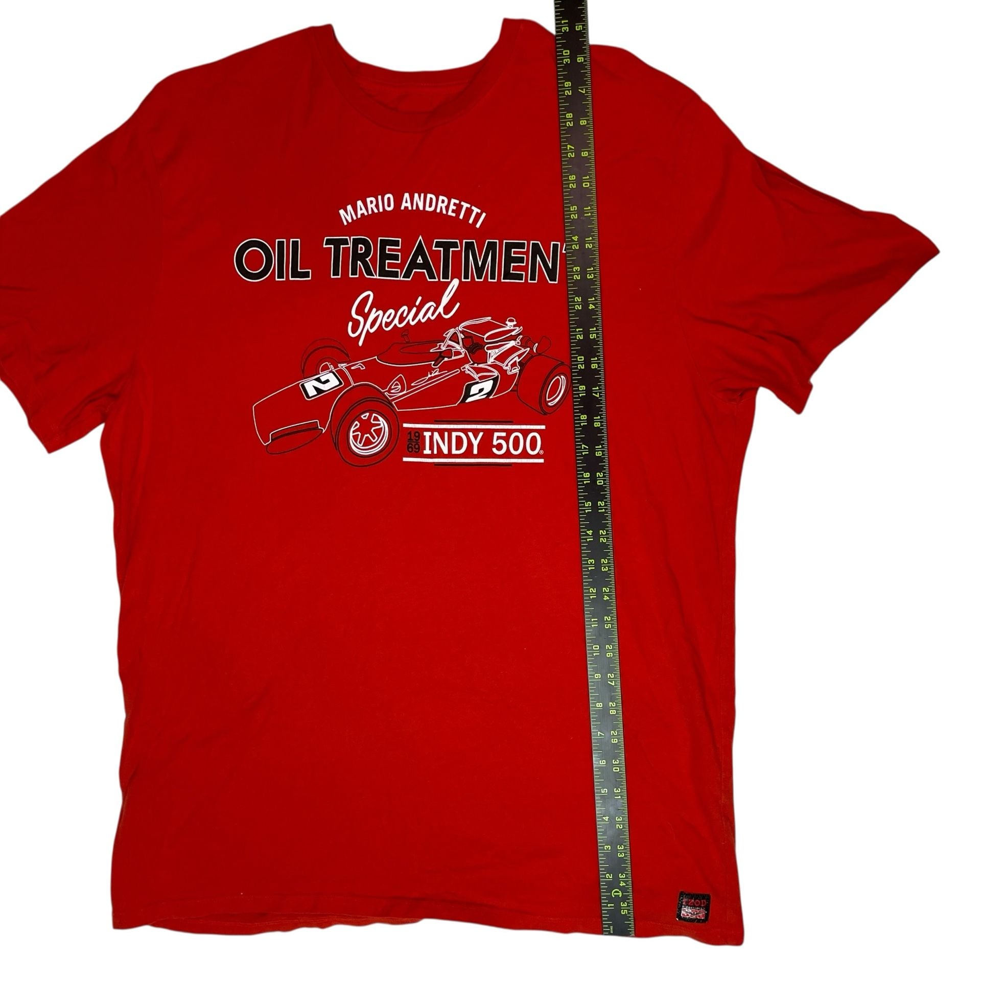 Mario Andretti Indy 500 Oil Treatment T-Shirt Red IZOD Racing Mens XL 3