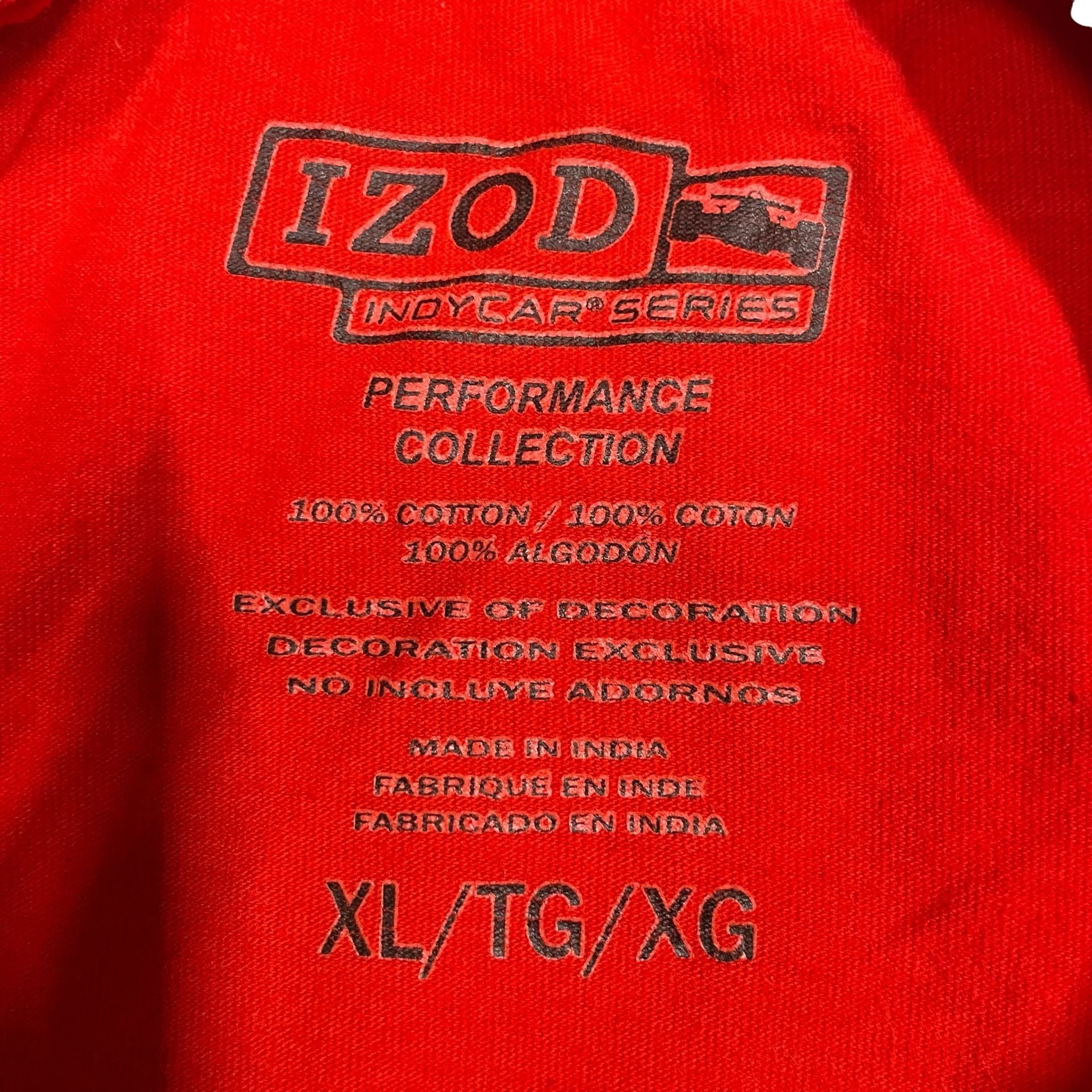 Mario Andretti Indy 500 Oil Treatment T-Shirt Red IZOD Racing Mens XL 7