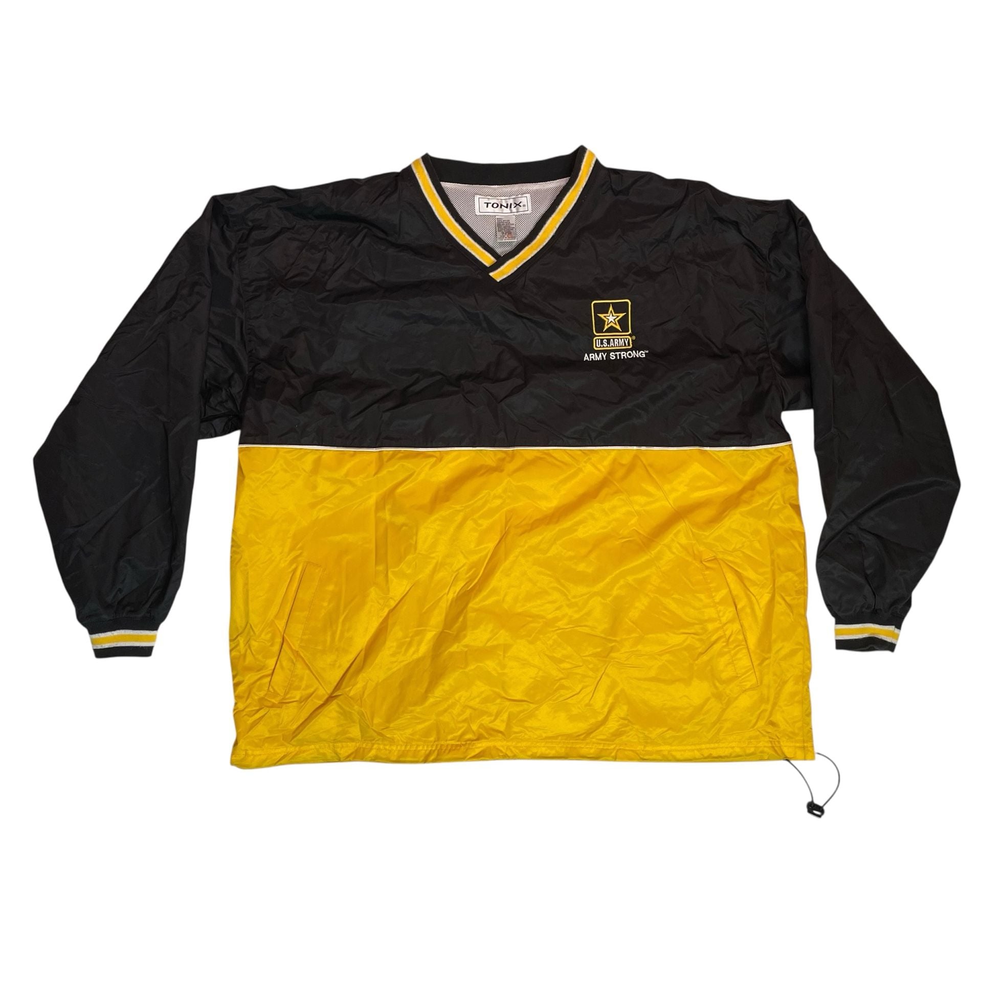 U.S. Army Army Strong Pullover Windbreaker Jacket Black Yellow Mens 2XL 2