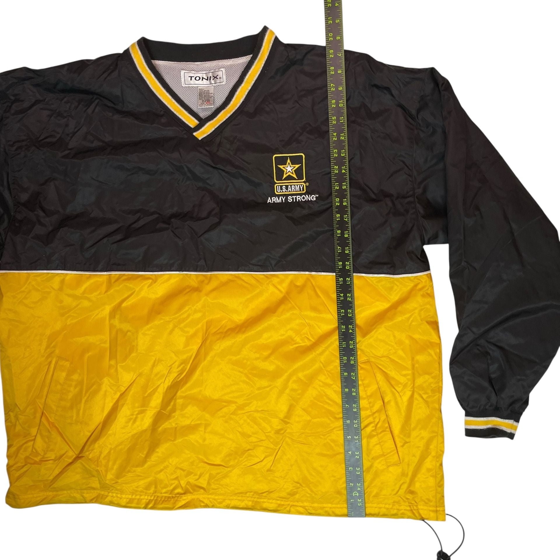 U.S. Army Army Strong Pullover Windbreaker Jacket Black Yellow Mens 2XL 3
