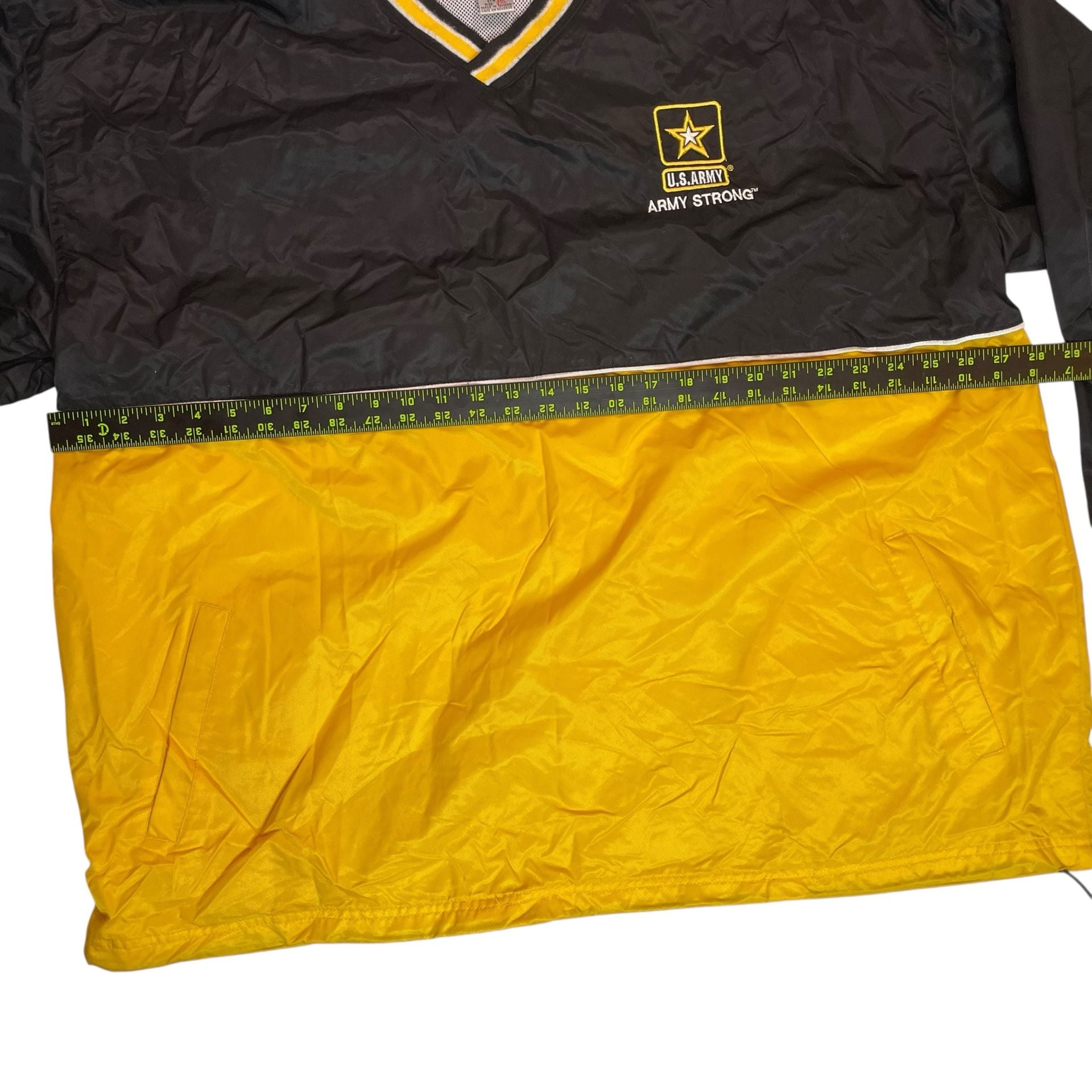 U.S. Army Army Strong Pullover Windbreaker Jacket Black Yellow Mens 2XL 4