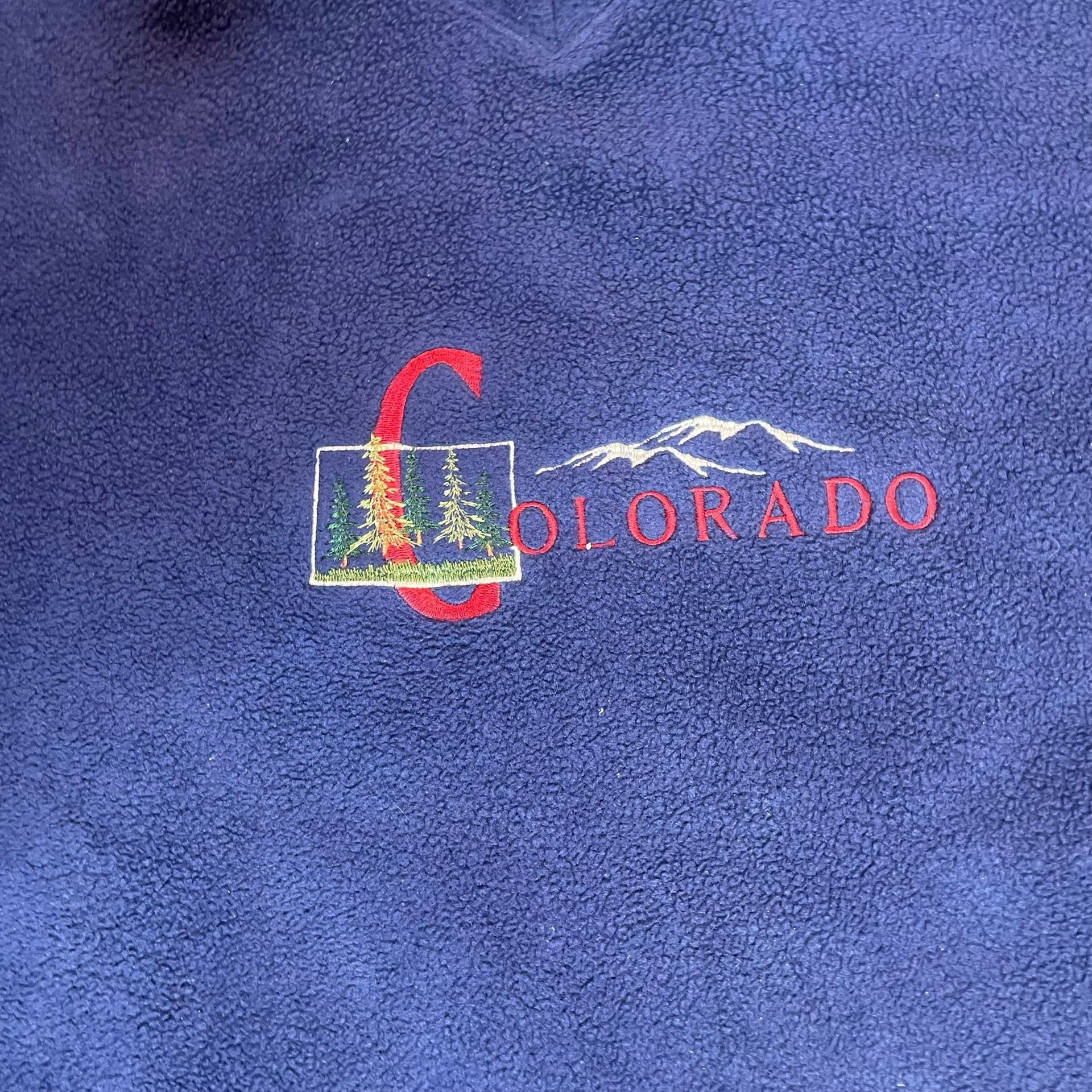 Colorado Fleece Pullover Sweatshirt Blue V-Neck Mens Large 3