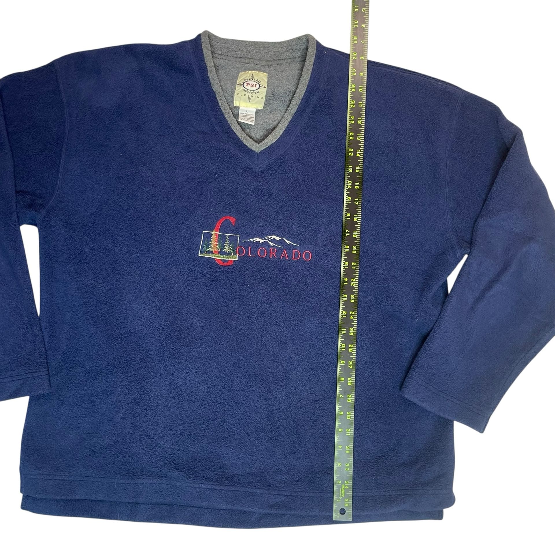 Colorado Fleece Pullover Sweatshirt Blue V-Neck Mens Large 4