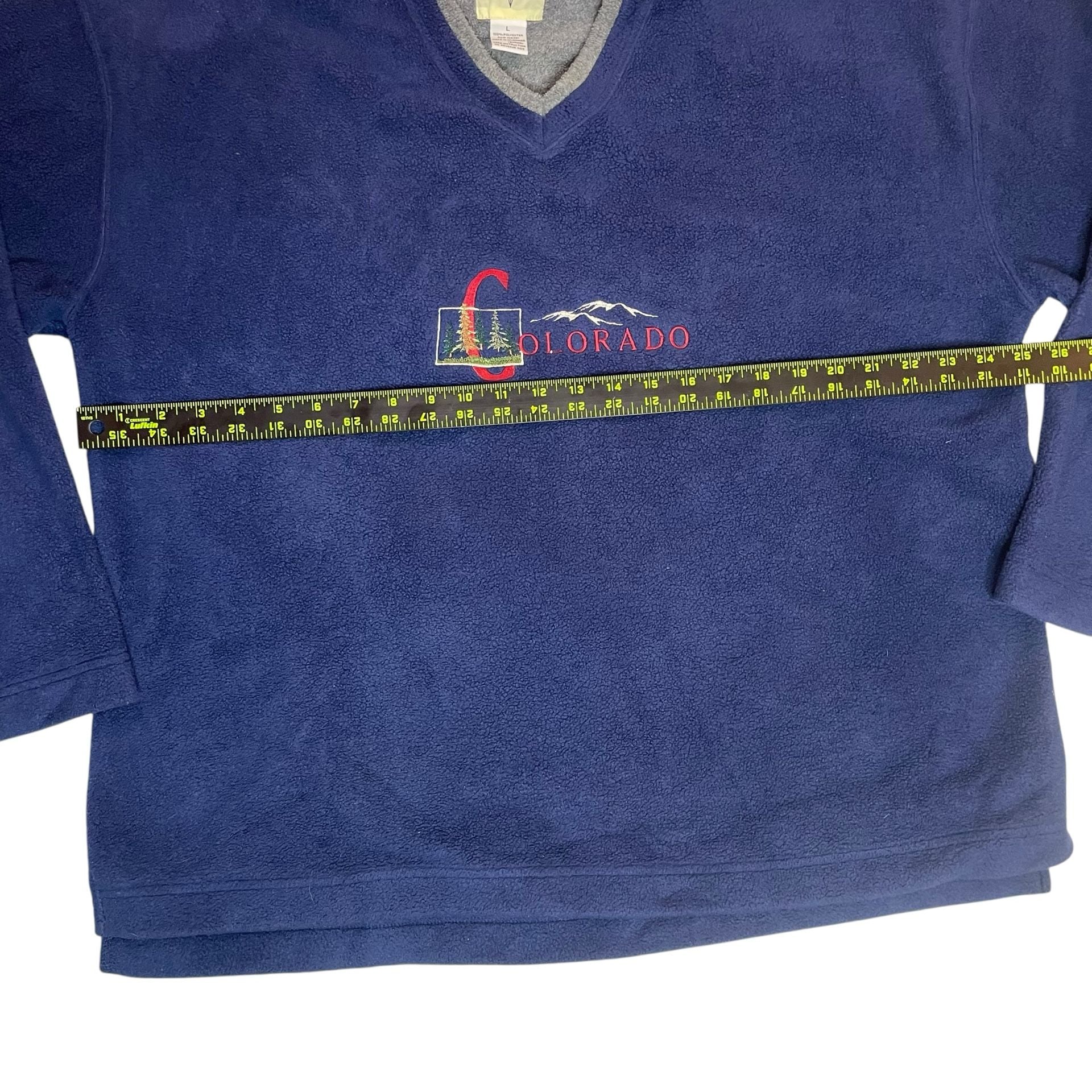 Colorado Fleece Pullover Sweatshirt Blue V-Neck Mens Large 5