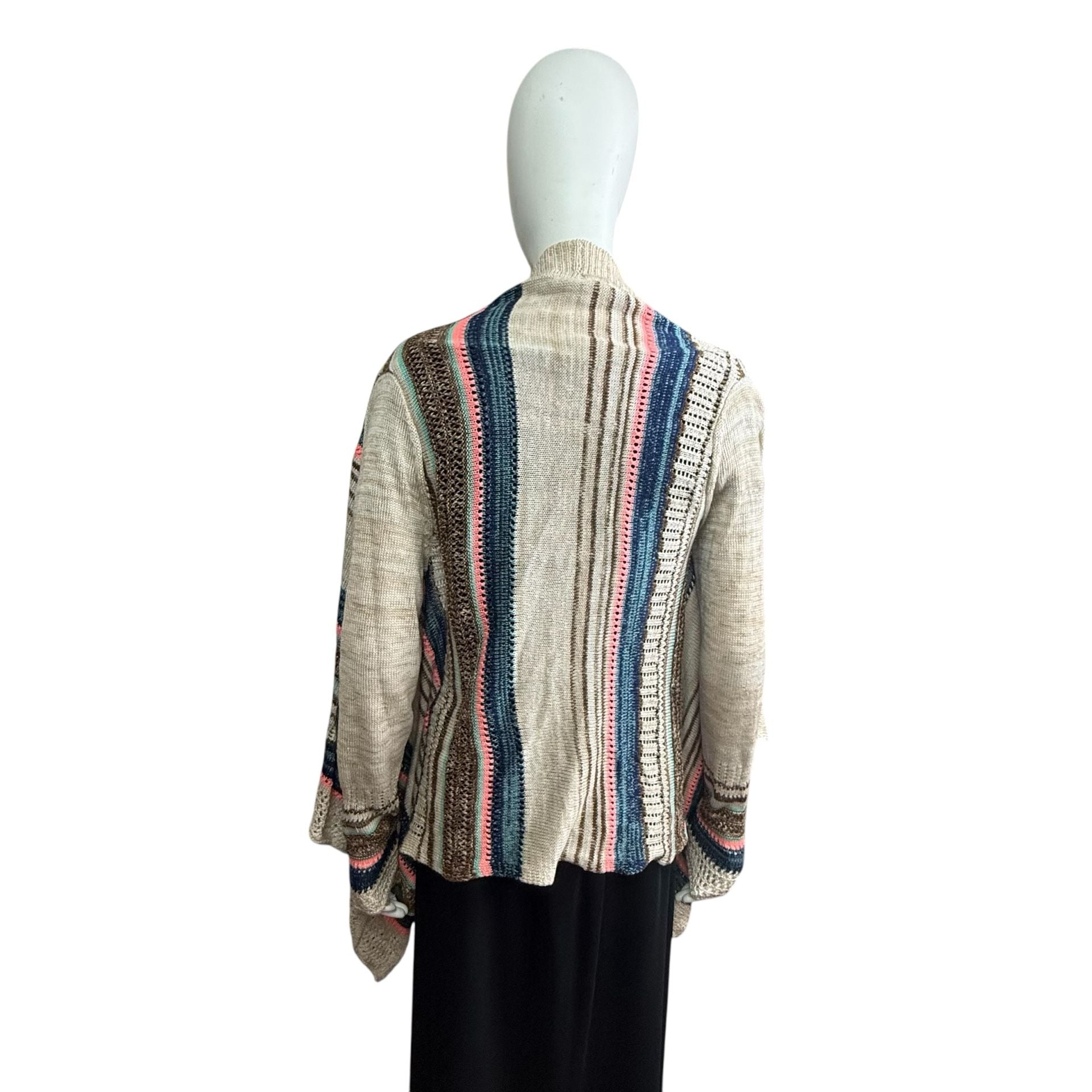 Love on a Hanger Striped Open Front Waterfall Cardigan Sweater Size Medium 4
