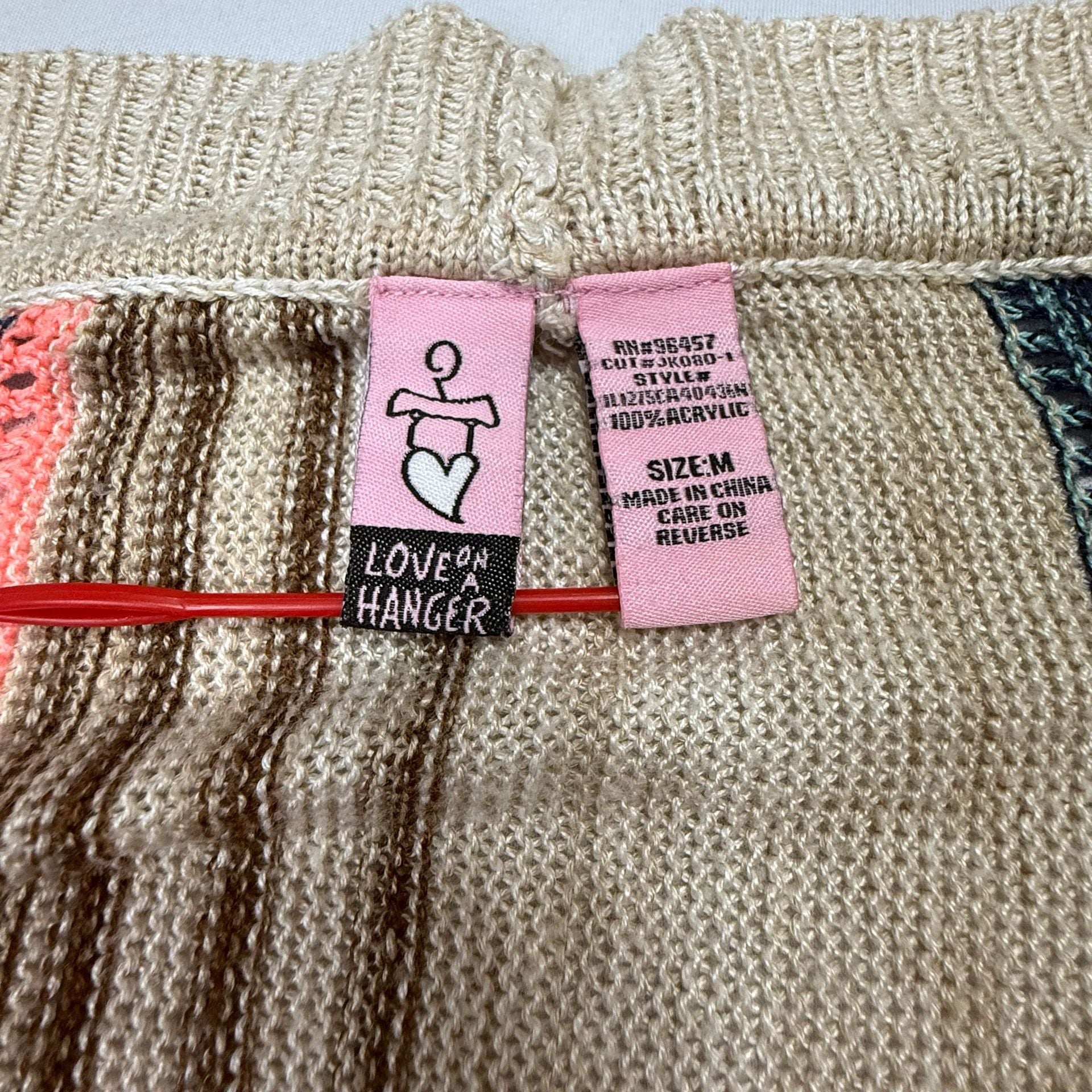 Love on a Hanger Striped Open Front Waterfall Cardigan Sweater Size Medium 5