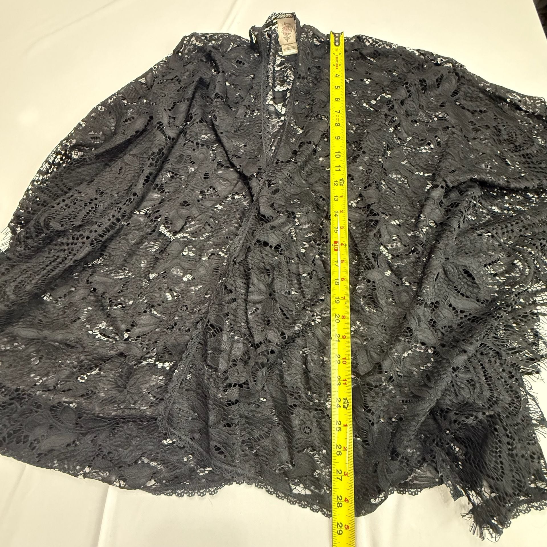 In Bloom by Jonquil Black Floral Lace High-Low Kimono Cardigan Cover-Up One Size 8