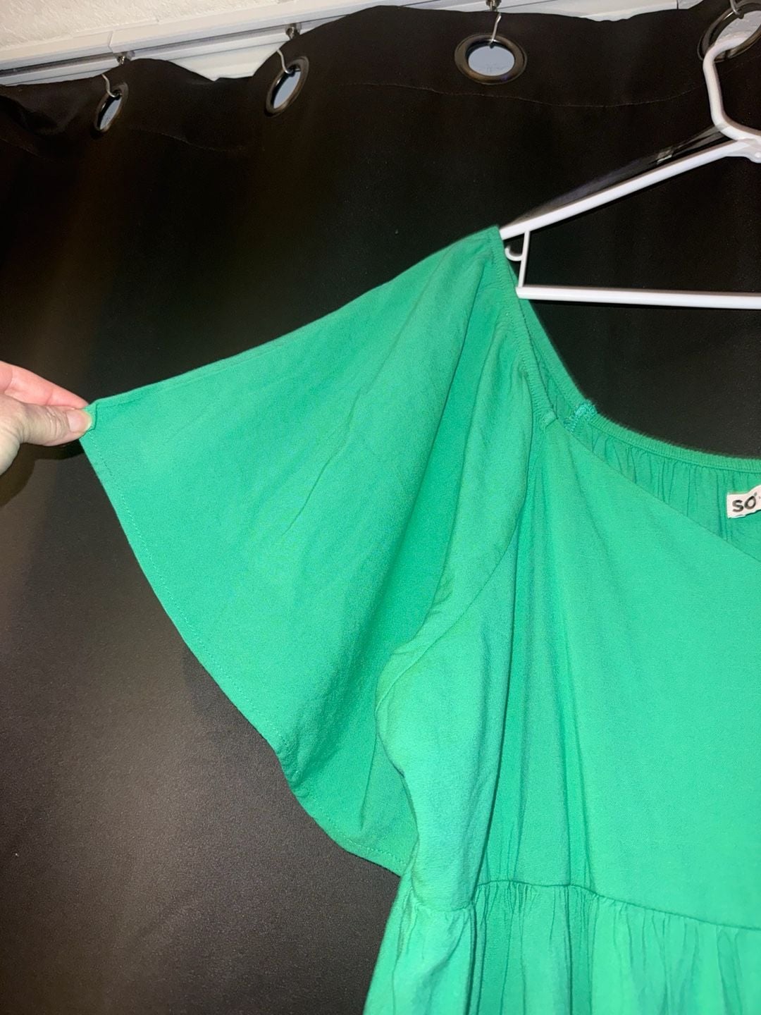 Juniors' Plus Size SO Flutter Sleeve Tiered Mini Dress in Green 10