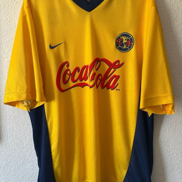 Vintage 2000-2001 Club América Home Soccer Jersey Coca-Cola Corona Sponsor