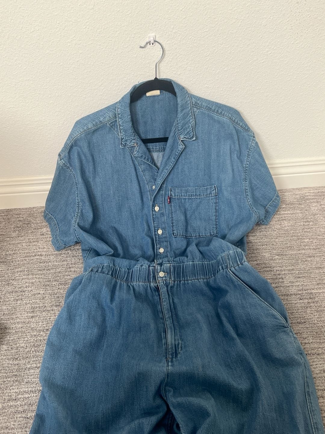 Levi's Short Sleeve Heritage Denim Jumpsuit in Medium Wash 4