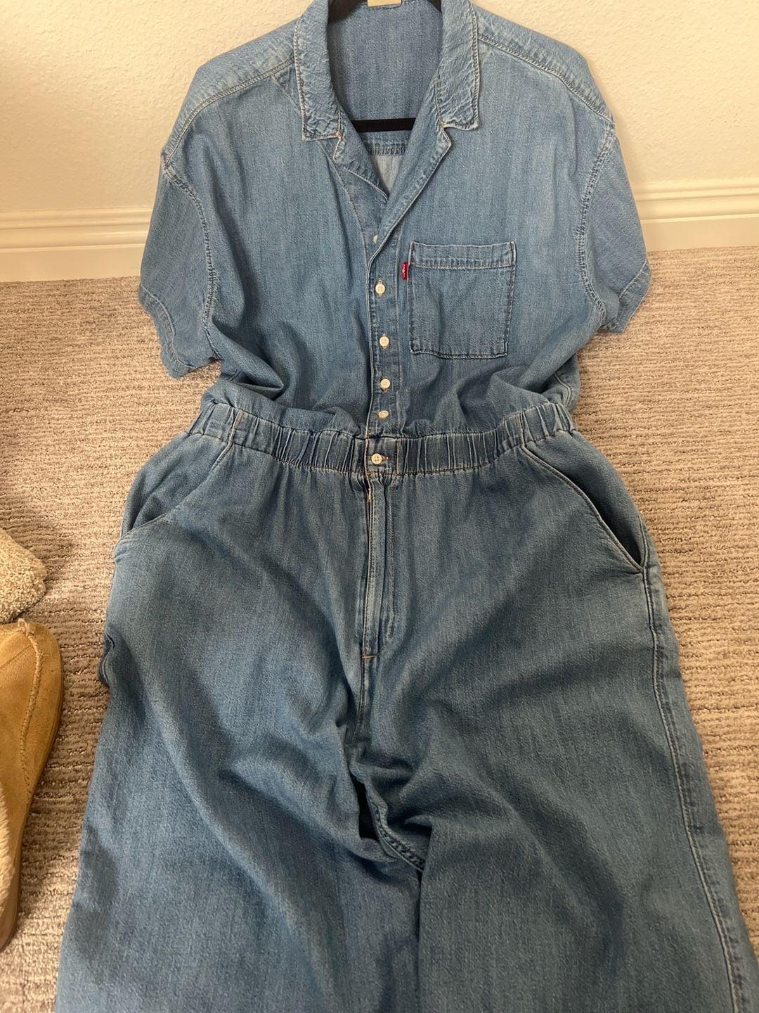 Levi's Short Sleeve Heritage Denim Jumpsuit in Medium Wash 7