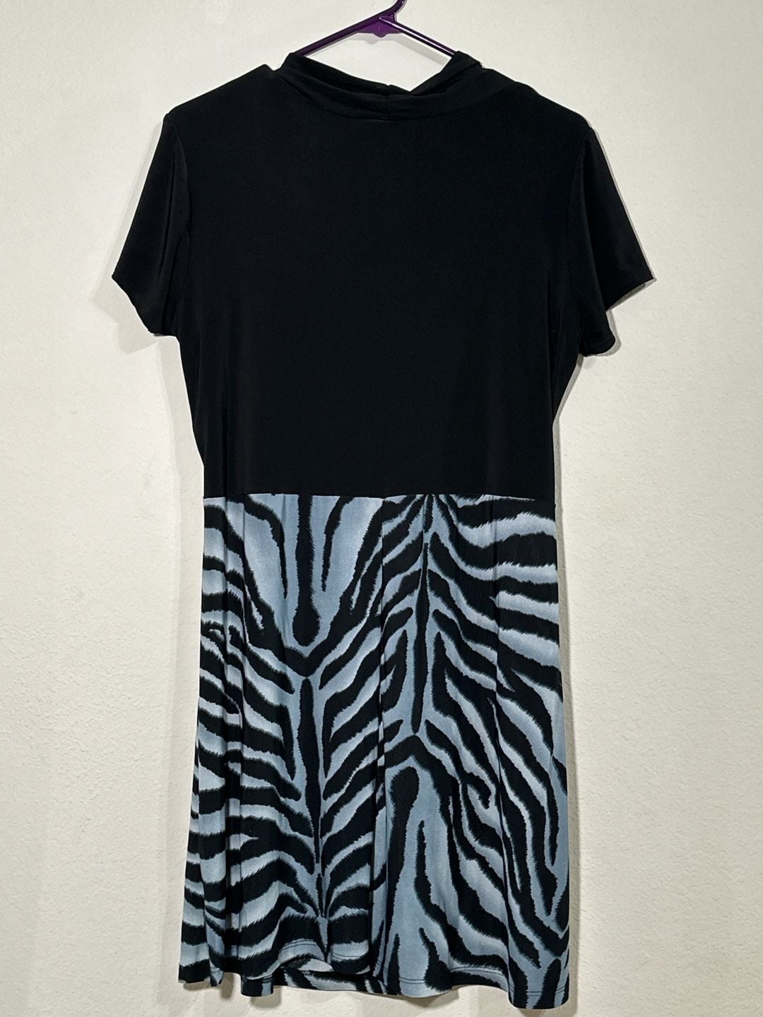 My Michelle Zebra Print Cowl Neck Dress with Faux Shrug Overlay 3