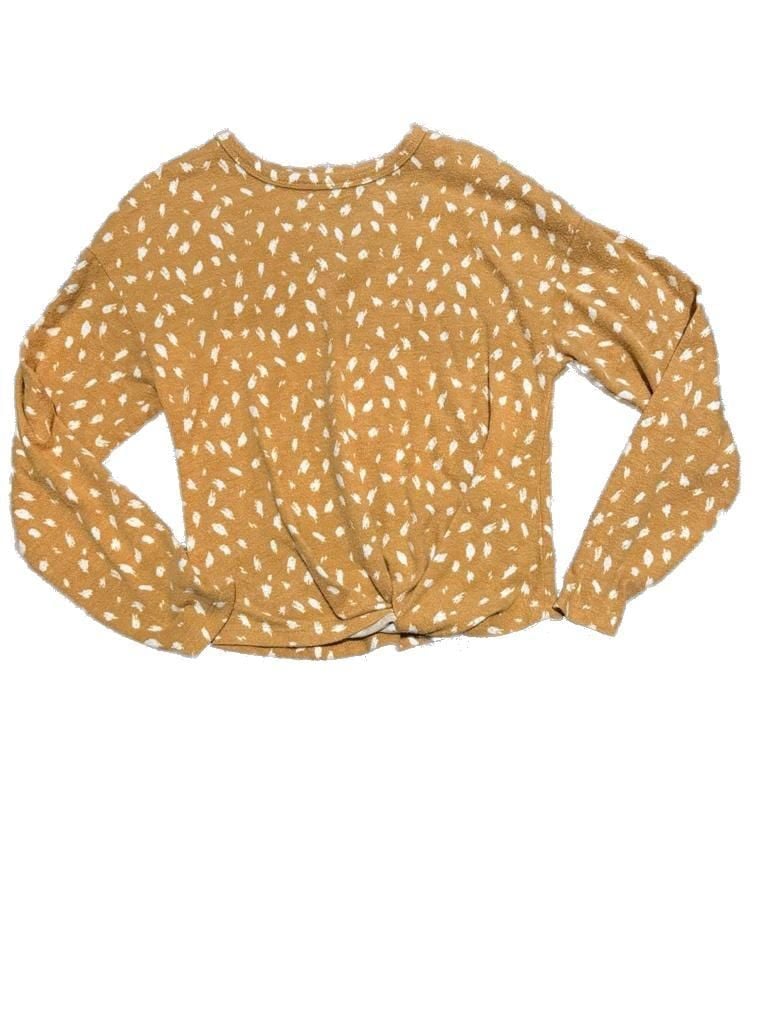 Daytrip Mustard Yellow Deer Spotted Twist Front Long Sleeve Top 2