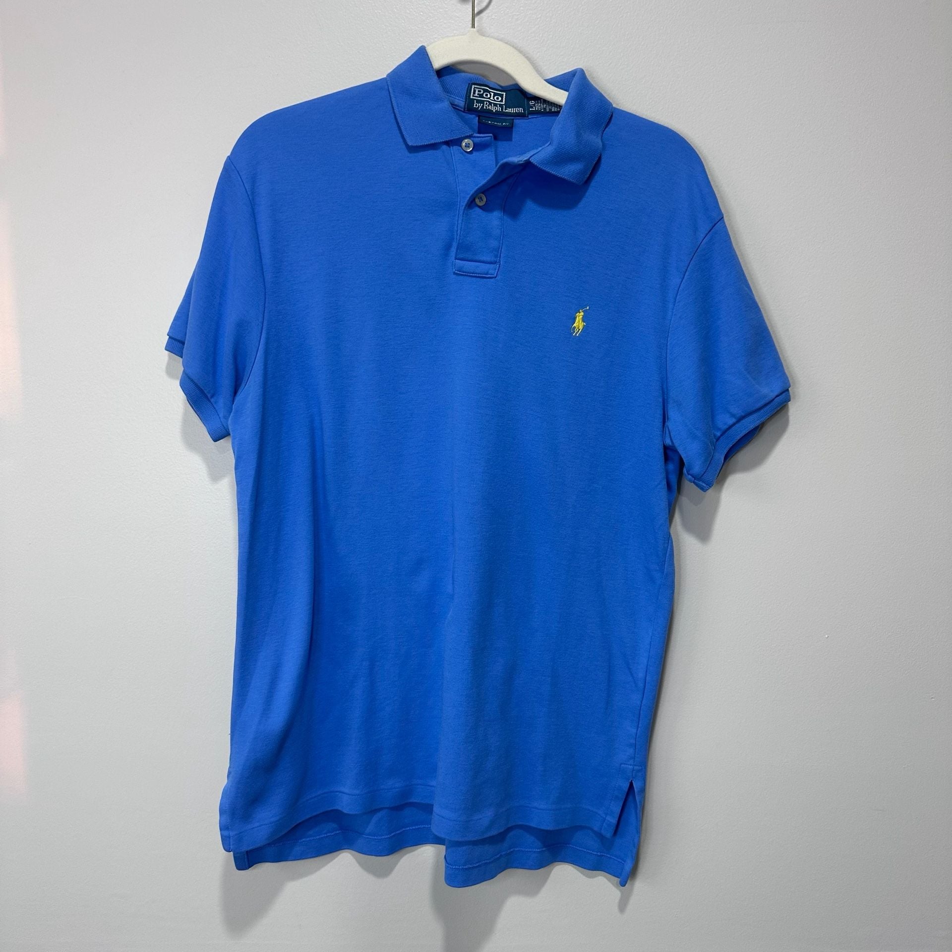 Polo Ralph Lauren Custom Fit Blue Polo Shirt with Yellow Pony - Size L 2