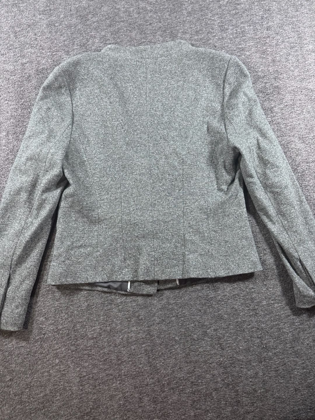 NWT LOFT Petite Grey Textured Open Front Single Button Blazer Jacket Size 12P 9