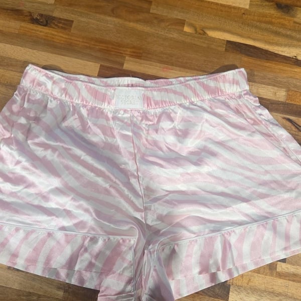 Victoria's Secret Pink Zebra Stripe Satin Pajama Shorts