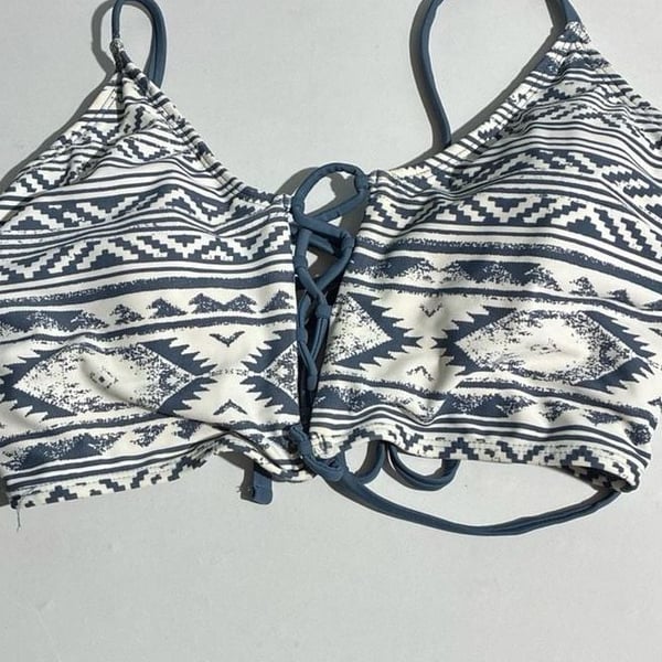 Indigo Rein Blue and White Tribal Print Lace-Up Bikini Set NWT