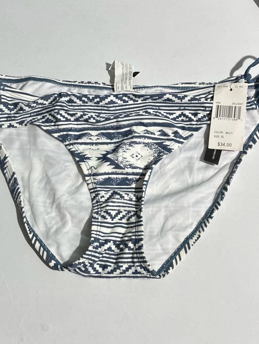 Indigo Rein Blue and White Tribal Print Lace-Up Bikini Set NWT 2