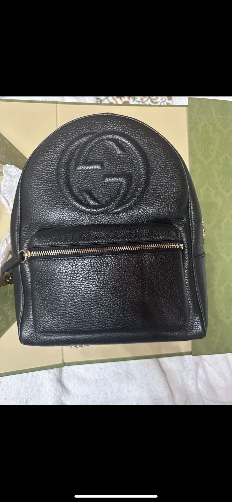 Gucci Soho Interlocking G Chain Backpack Black Pebbled Leather 7