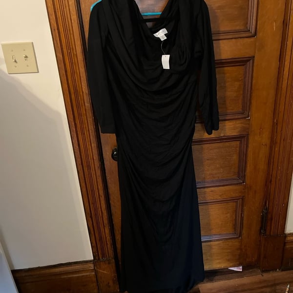 NWT Motherhood Maternity 2X Black Ruched Cowl Neck Maxi Dress