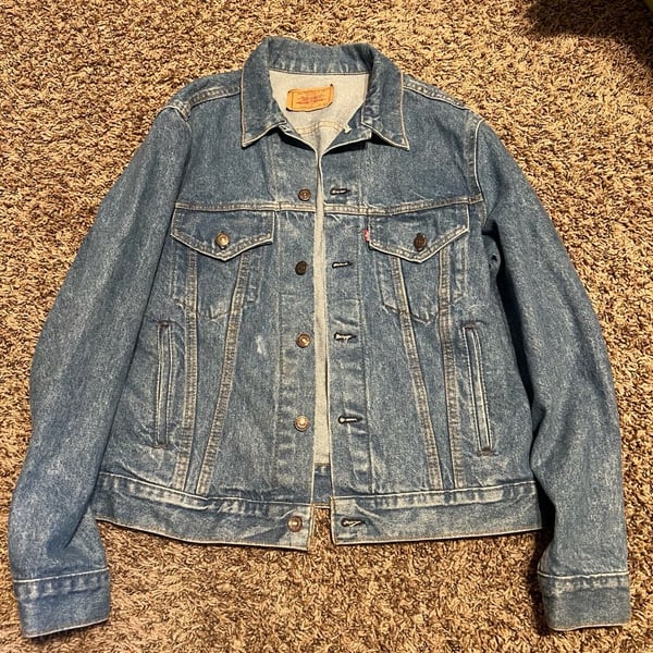Vintage 80s Levi's 70506-0214 Made in USA Type III Denim Trucker Jacket Size 42R