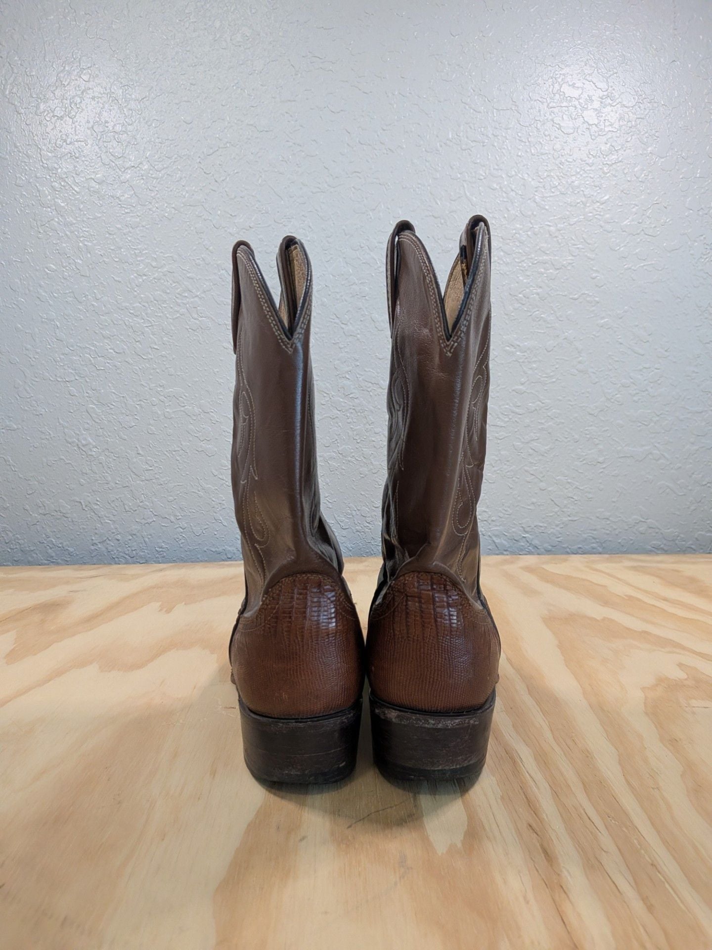 Justin Vintage Brown Teju Lizard Cowboy Boots, Men's 9.5 D — Made in USA 5