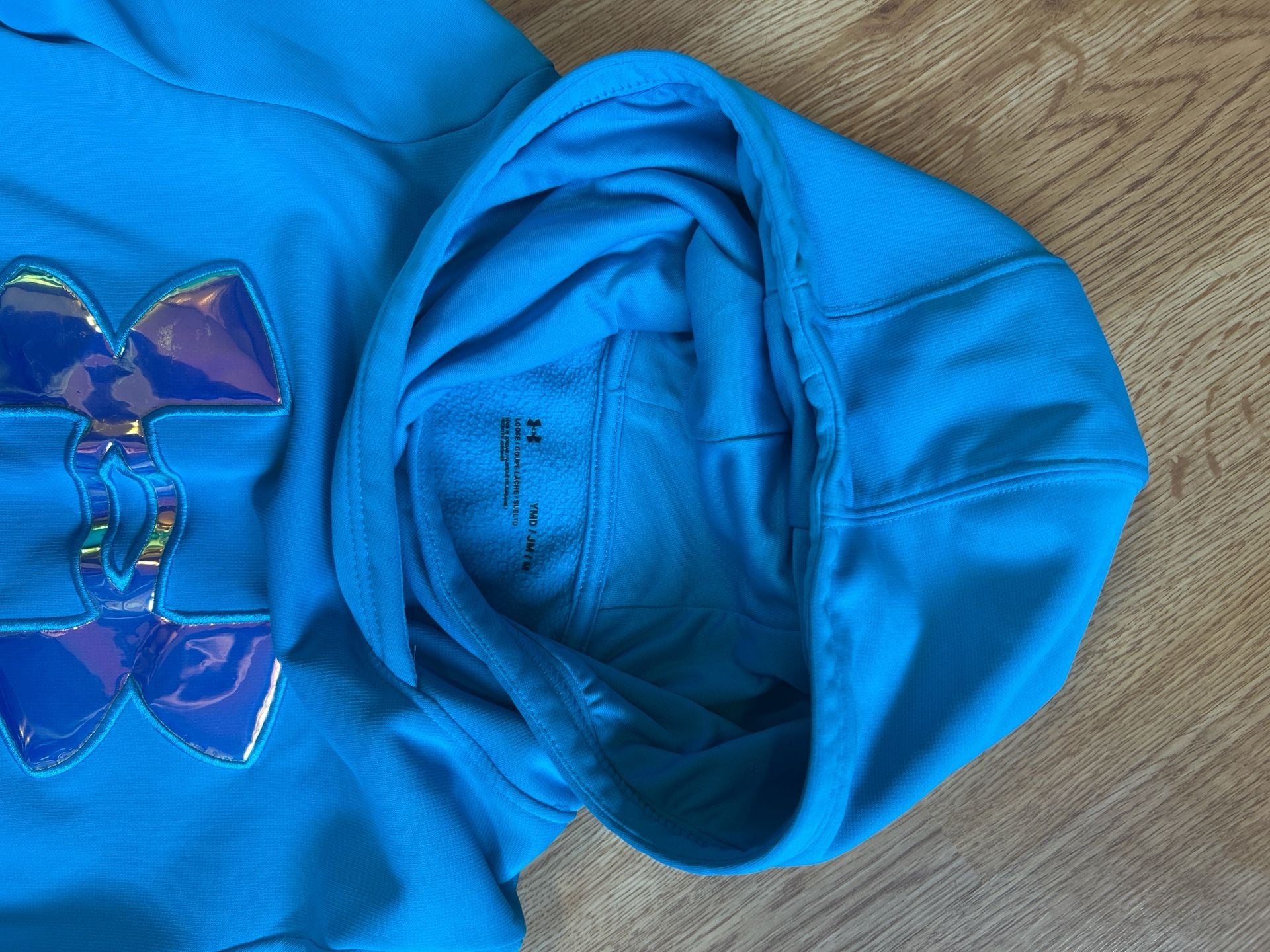 Under Armour Youth Girls Blue Armour Fleece Pullover Hoodie with Iridescent Logo 8