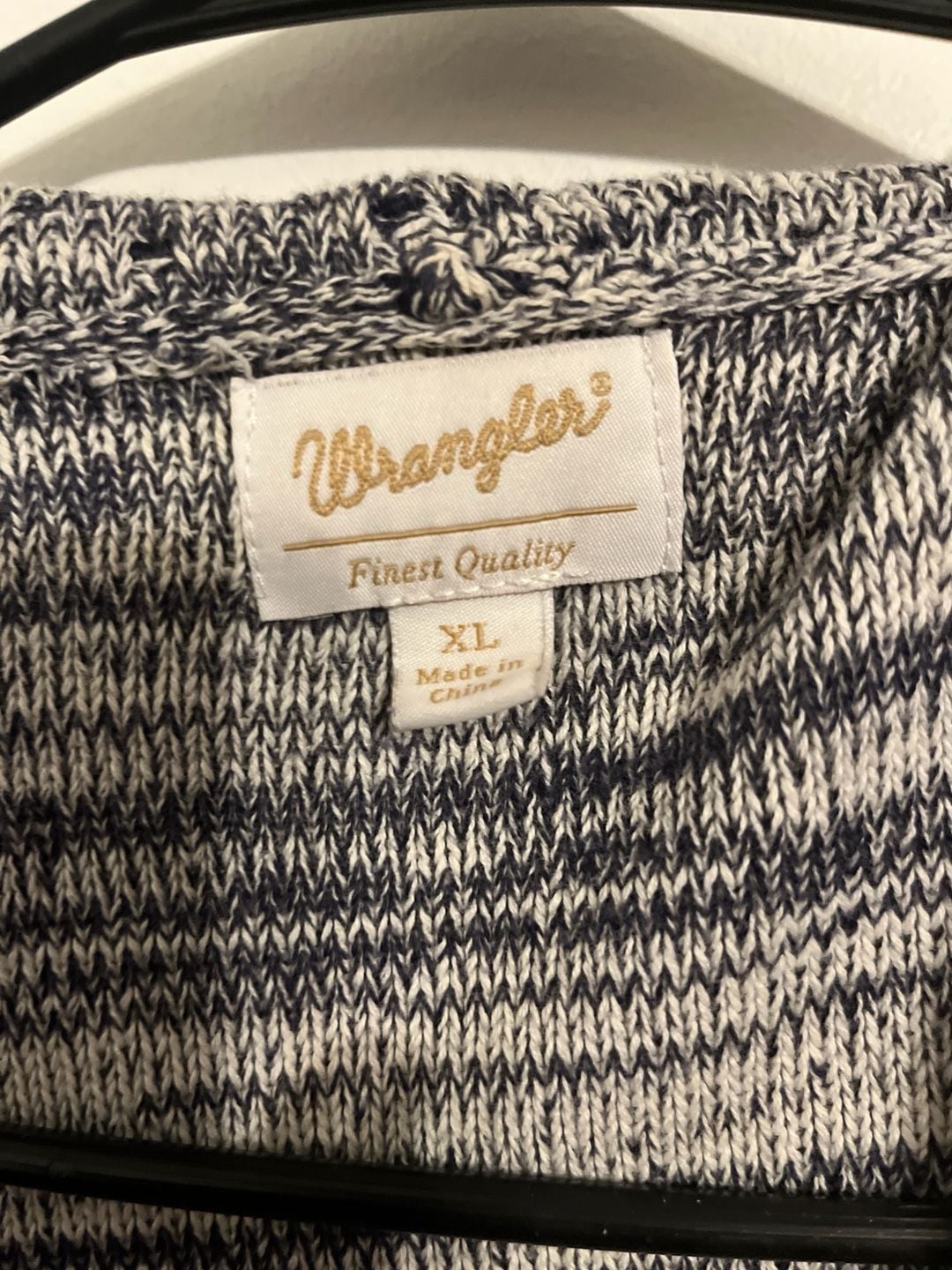 Wrangler XL Blue and White Mixed Knit Open Front Waterfall Cardigan 3