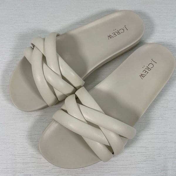 J.Crew Crisscross Padded Slide Sandals in Ivory Sz 9