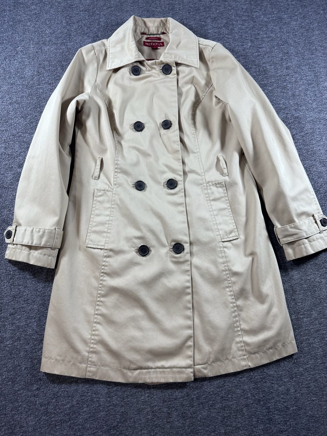 Merona Women's Water Repellent Double Breasted Trench Coat Beige Size Medium 3
