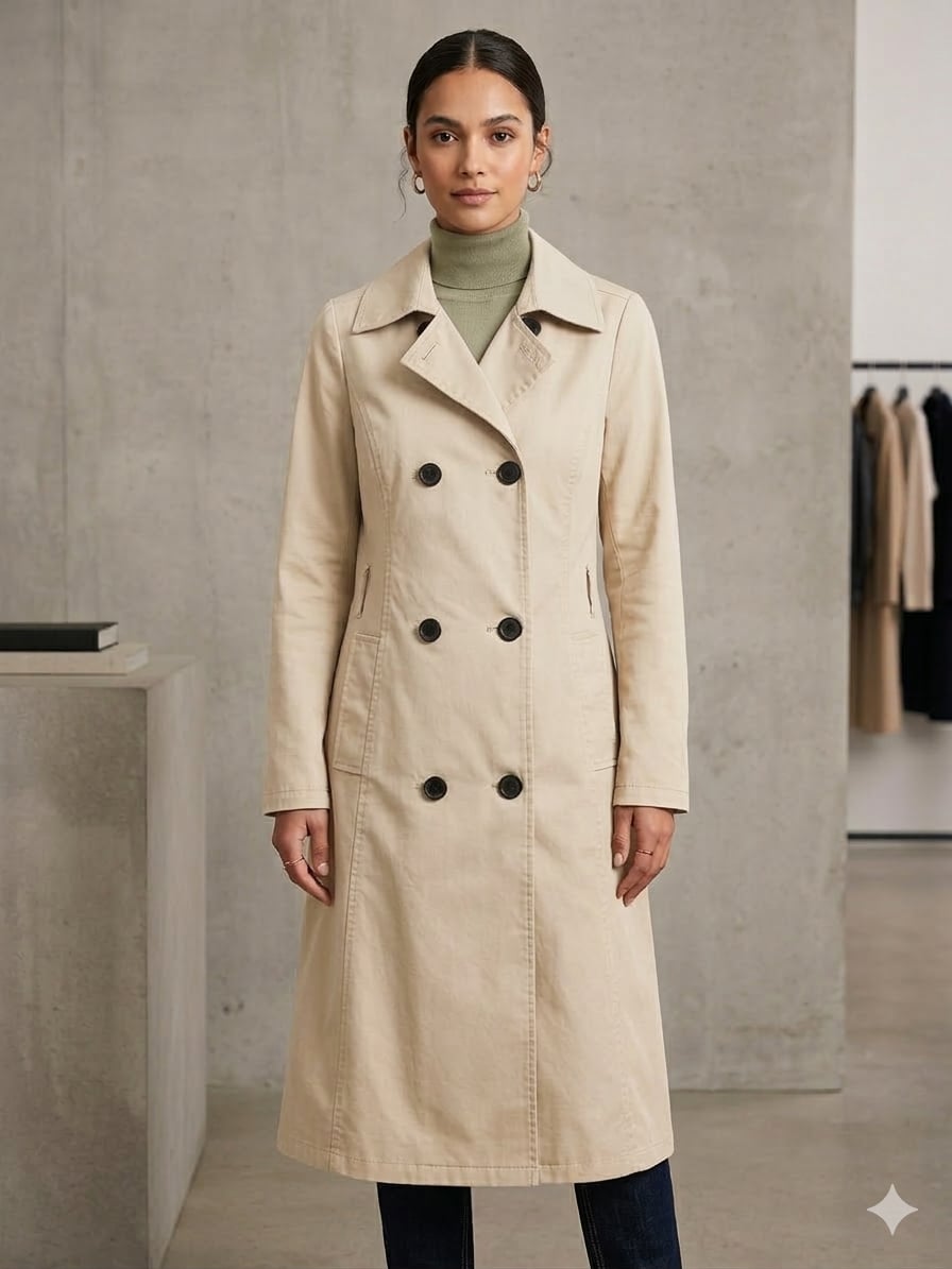 Merona Women's Water Repellent Double Breasted Trench Coat Beige Size Medium 2