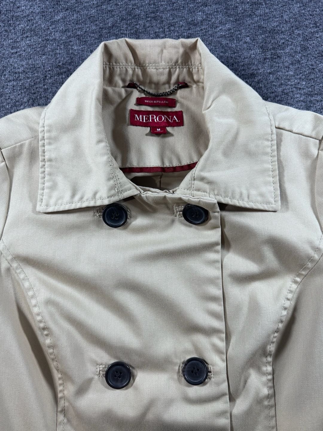 Merona Women's Water Repellent Double Breasted Trench Coat Beige Size Medium 9