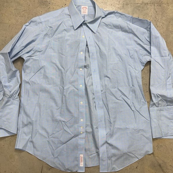 Brooks Brothers Traditional Fit Non-Iron All Cotton Blue and Yellow Plaid Dress Shirt Size 16.5-34