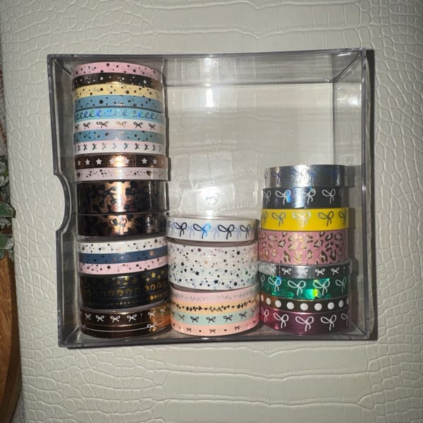 Simply Gilded Washi Tape Lot 37 Rolls Bows, Leopard, Stars, and Foiled Designs