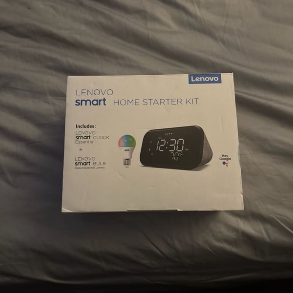 Lenovo Smart Home Starter Kit with Smart Clock Essential and Smart Bulb