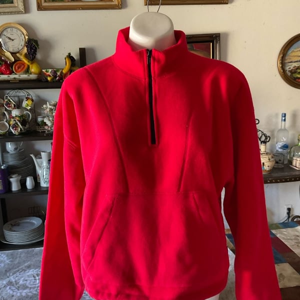 Victoria's Secret PINK Red Polar Fleece Half-Zip Pullover Sweatshirt