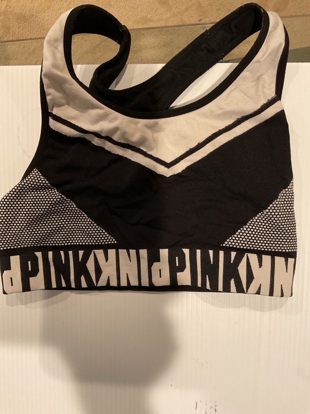 Victoria's Secret PINK Black and White Seamless Logo Sports Bra 1