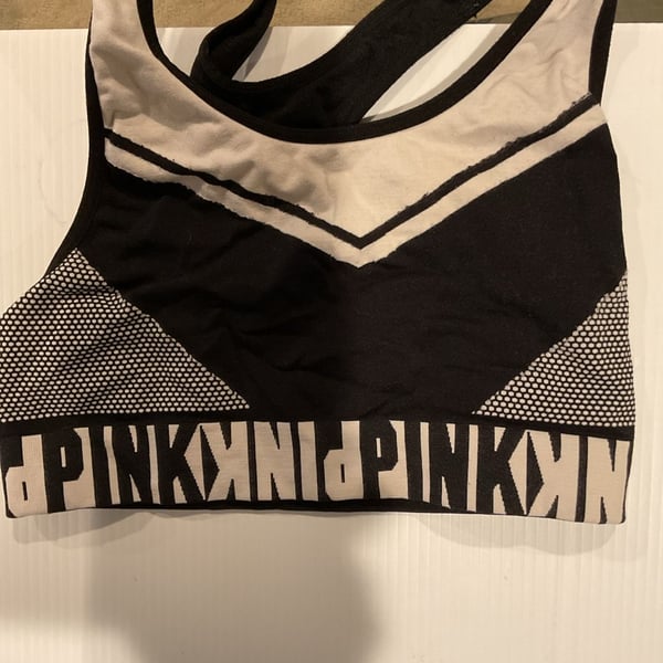 Victoria's Secret PINK Black and White Seamless Logo Sports Bra