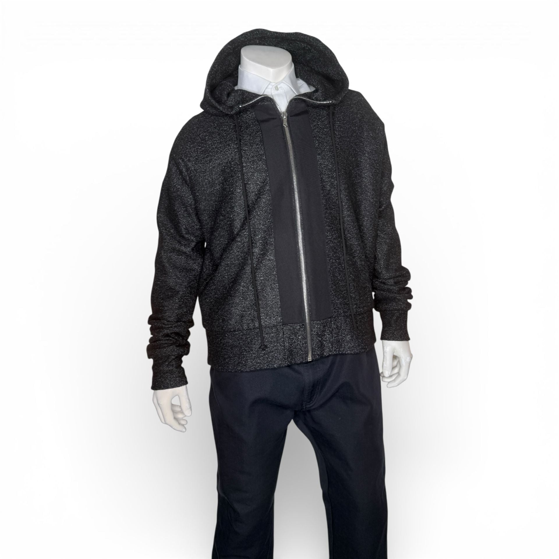 Pyer Moss Black Marled Full-Zip Heavyweight Panel Hoodie 2