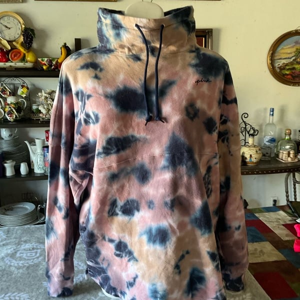 Victoria's Secret PINK Varsity Cowl Neck Tie Dye Pullover Hoodie Sweater