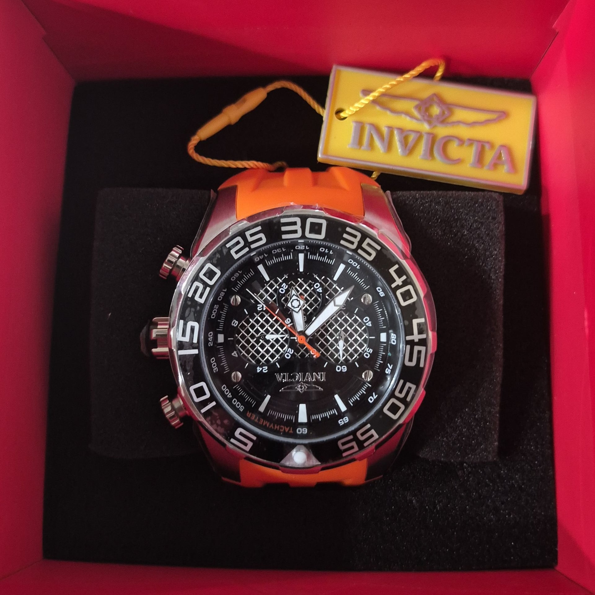Invicta Speedway Men's 50mm Chronograph Watch with Orange Silicone Strap (Model 26297) 4