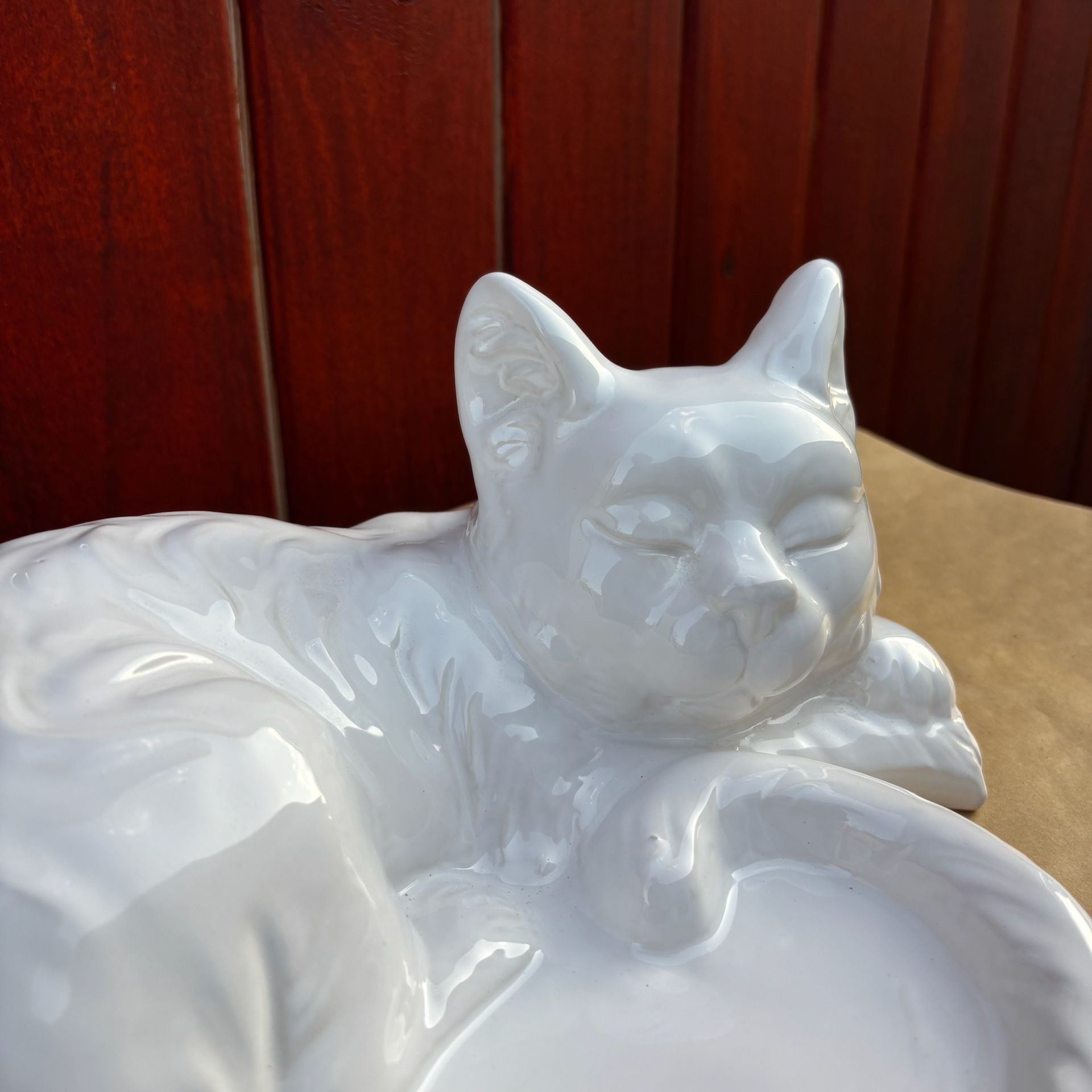 16” Sleeping Cat Statue (Porcelain Or Ceramic) 2