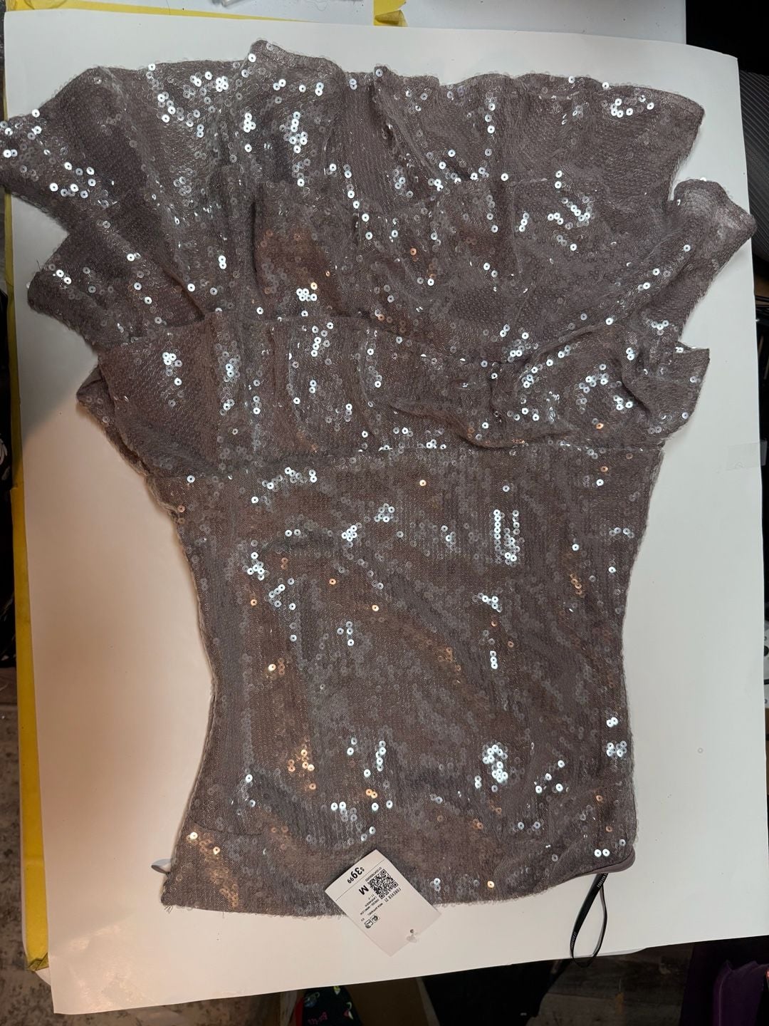 NWT Forever 21 Silver Sequin Bubble-Hem Mini Slip Dress 6