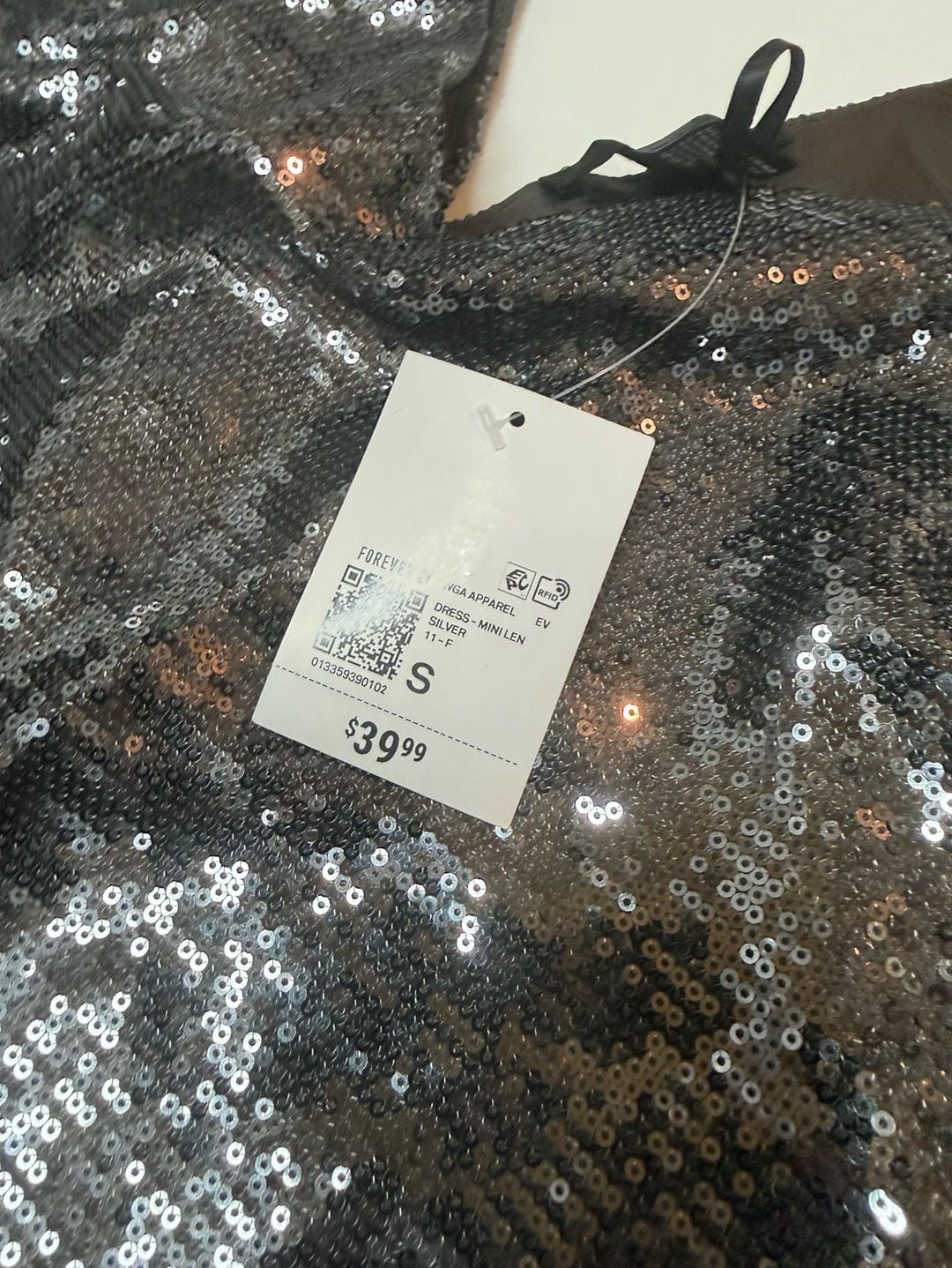 NWT Forever 21 Silver Sequin Bubble-Hem Mini Slip Dress 4