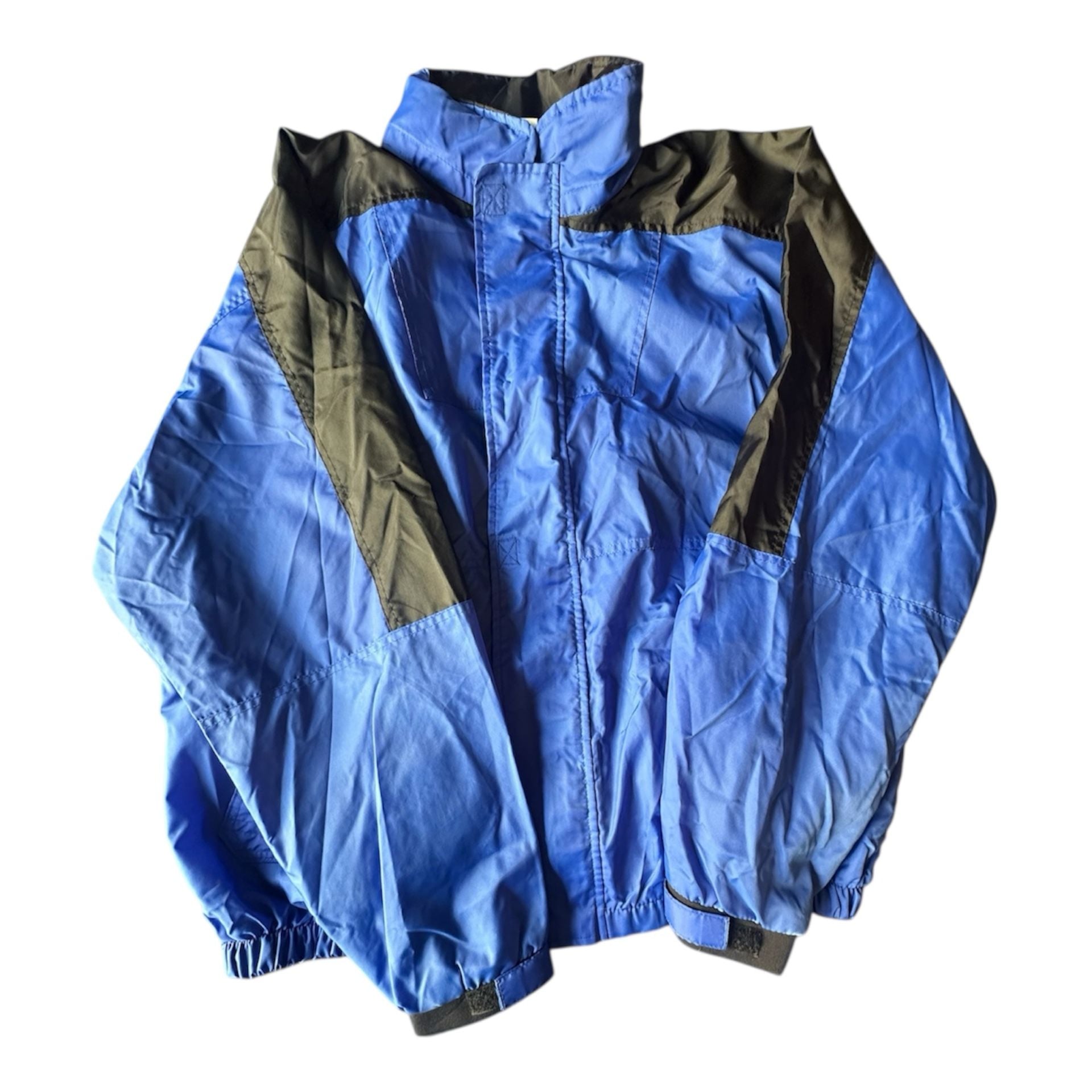 Vintage 90s Marlboro Unlimited Blue and Black Full Zip Nylon Windbreaker Jacket Size XL 2