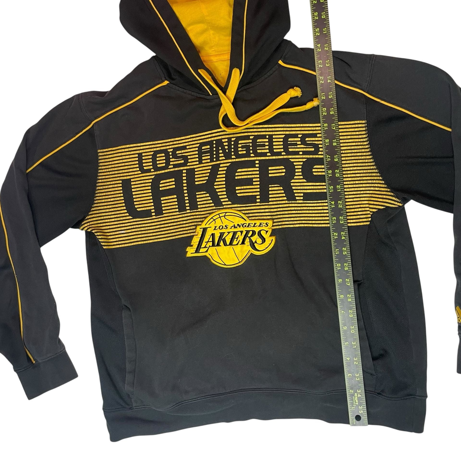 Adidas Los Angeles Lakers Hoodie Black Yellow NBA Pullover Sweatshirt 3