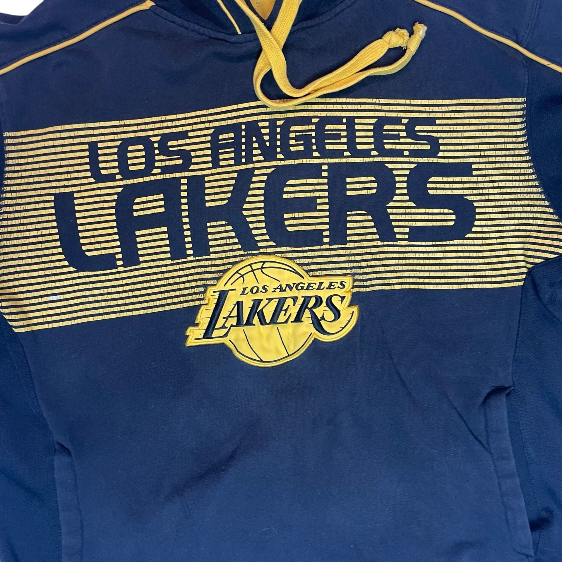 Adidas Los Angeles Lakers Hoodie Black Yellow NBA Pullover Sweatshirt 4