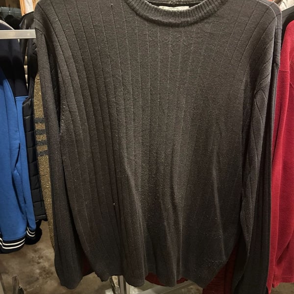 Vintage PAVO Ribbed Knit Crewneck Sweater Charcoal Grey Men's Large