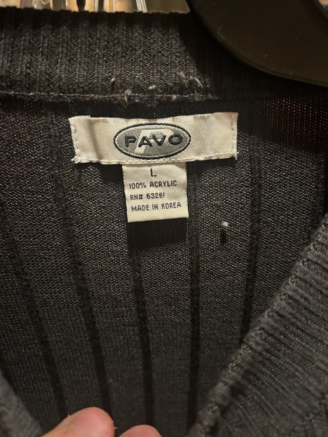 Vintage PAVO Ribbed Knit Crewneck Sweater Charcoal Grey Men's Large 4